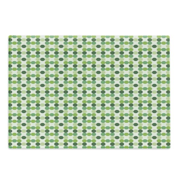 Green Cutting Board, Circles of Various Tones Shades and Tints of Green Retro Style Geometrical Pattern, Decorative Tempered Glass Cutting and Serving Board, Large Size, Green Cream, by Ambesonne