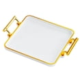 thumbnail image 2 of Bandeja para servir rectangular con asas para guardar joyas, bandeja de almacenamiento de escritorio para Porcelana blanca, 2 of 9