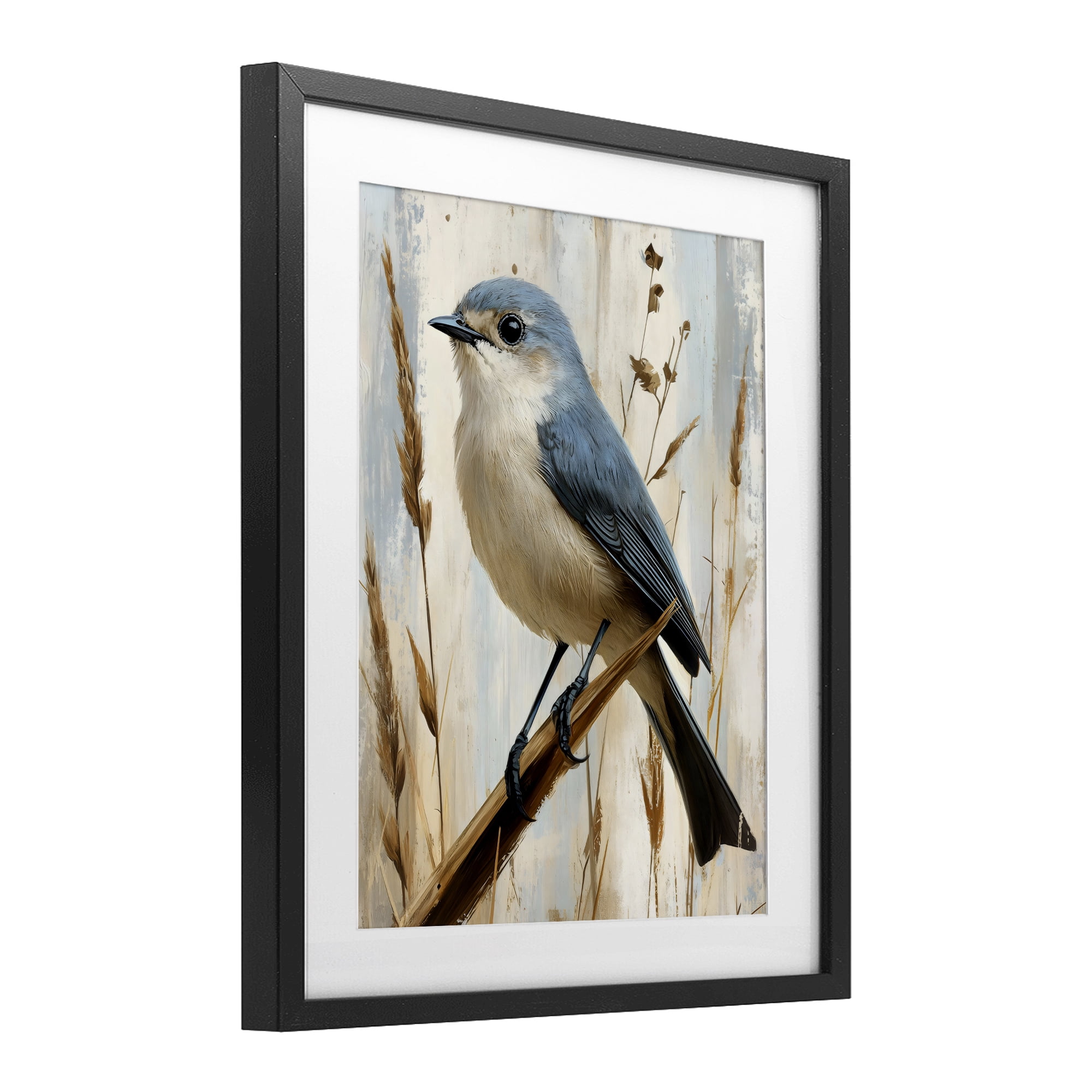 Stupell Industries Bluebird on Tall Glass Perch Black Framed Print Under Glass, design by Creative Studio