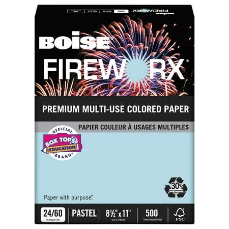 Boise FIREWORX Colored Paper, 24lb, 8-1/2 x 11, Bottle Rocket Blue, 500 Sheets/Ream