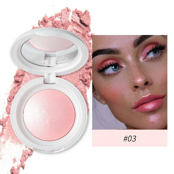 Rubor Iluminador con Diseño de Bombilla | 2 en 1 Iluminador y Rubor | Polvo Fino de Fácil Difuminado | Brillo Natural y Acabado Rosado | Compacto con Espejo | 6.8g | 3 Opciones de Color – Oro