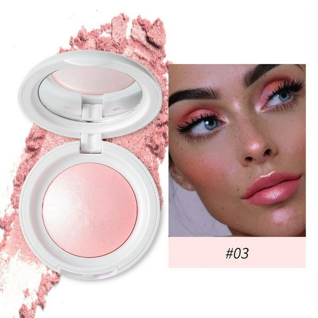 Rubor Iluminador con Diseño de Bombilla | 2 en 1 Iluminador y Rubor | Polvo Fino de Fácil Difuminado | Brillo Natural y Acabado Rosado | Compacto con Espejo | 6.8g | 3 Opciones de Color – Oro