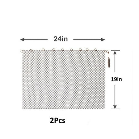 

SUNFEX 2Pack Fireplace Mesh Screen Curtain Spark Guard Chain For Hearth