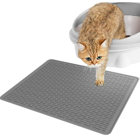 Cat Litter Mat,Kitty Pretty Litter Box Trapping Mat Double Layer Easy Clean Machine Washable Litter Mat Waterproof Leakproof Anti Slip Trapping Mat for Kitty Litter Box and Floor