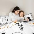 thumbnail image 4 of Feelyou Kawaii Cartoon Ghost Twin Bedding Sets 7-Piece for Kid, Cute Cat Kitten Bedding Comforter Set, White Black Halloween Reversible Sheet Sets, Luxury Bedroom Decor, 4 of 7