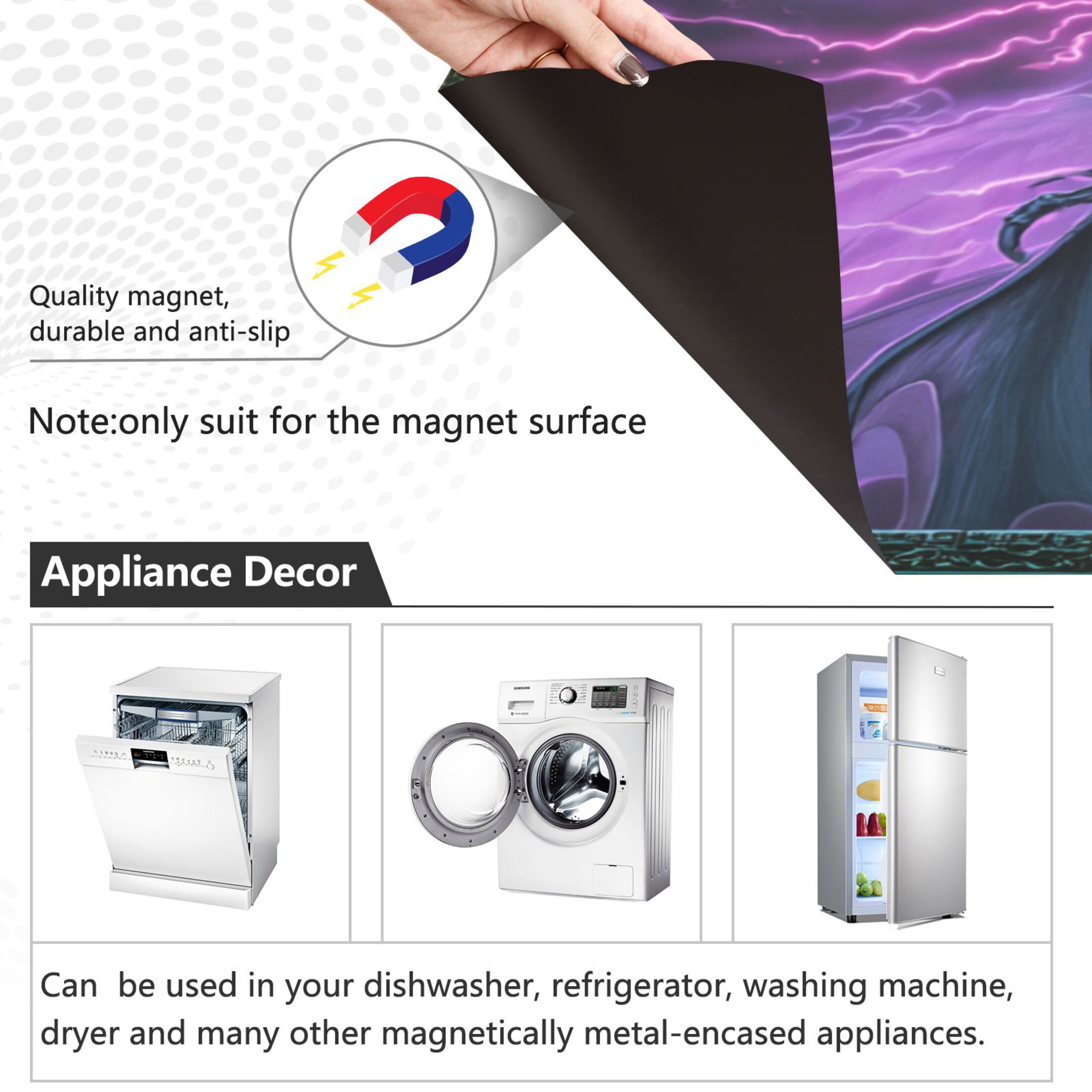 Dishwasher Magnetic Refrigerator Magnet Cover Sticker Home Decorative 23"x26" Magic Dragon Game Card