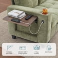 thumbnail image 4 of LINSY HOME 57.4" Modular Sectional Loveseat Sofa with Storage & Foldable Side Table for Small Spaces, 2-Seat Sofa with USB Charging for Living Room, Chenille Green, 4 of 10