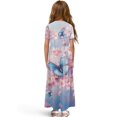 thumbnail image 2 of Uourmeti Kids Girls Short Sleeve Sweet Butterfly Flower Print Dress Summer Casual Loose Dresses Cute Holiday Long Maxi Dress with Pockets, Size 9-10 Years, 2 of 7