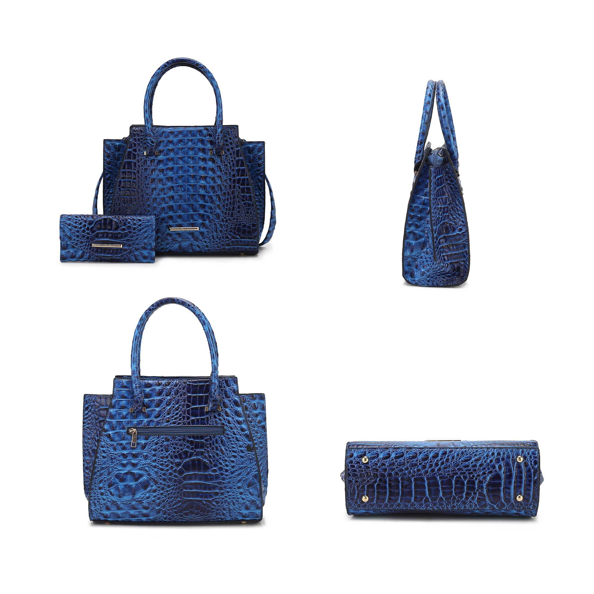 MKF Collection Viridiana Women's Tote Handbag Croc-Embossed Vegan Leather Large Double Handles with Wallet by Mia K - Purple