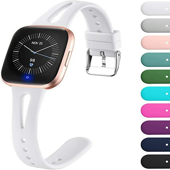 Waterproof watch band smart watch wristband silicone replacement for Fitbit Versa2/versa Lite/versa white Large,White