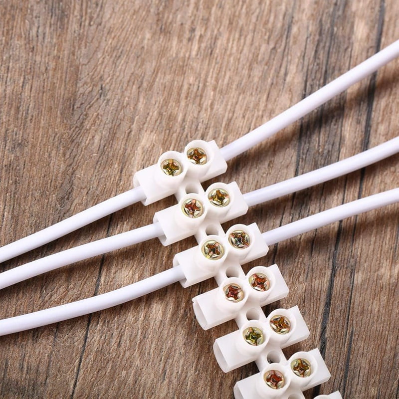HOT 50Pcs Terminal Block White Screw Connector Dual Row Electric Barrier 12-Position Strip,10A 380 V