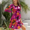 thumbnail image 5 of Fall Dresses for Women 2024, Happy Spooky Elements Pink Womens Fall Dresses Long Sleeve Casual Tie Waist Clothes, Womens Fall Fashion 2024 Midi  Dresses Outfits with Pocket, 5 of 6