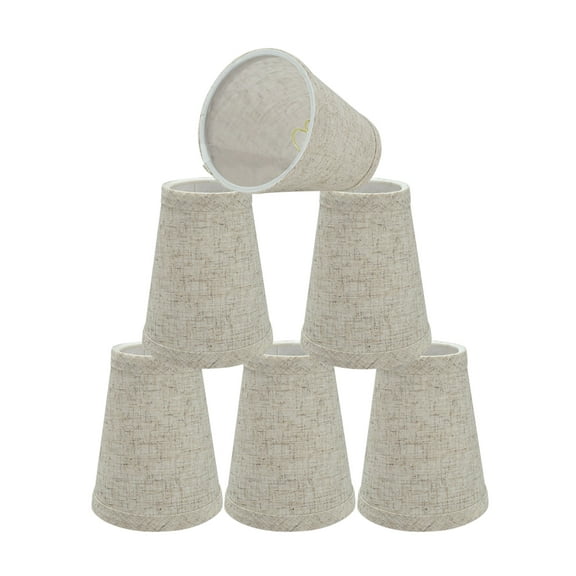 Aspen Creative 32658-6 Small Hardback Empire Shape Chandelier Clip-On Lamp Shade Set (6 Pack), Transitional Design in Beige, 4" bottom width (2 1/2" x 4" x 5" )