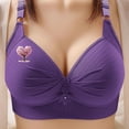 thumbnail image 2 of Plus Size Bras for Women 2025 Breathable Daily Underwear Small Print Bra Purple XS-4XL, 2 of 4