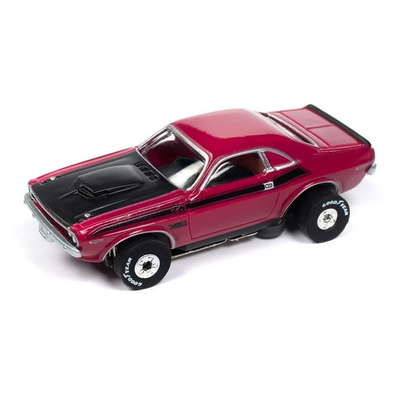 Auto World Thunderjet SC406-4B 1970 Dodge Challenger T/A Panther Pink HO Scale Slot Car