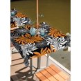 thumbnail image 2 of Outdoor Tablecloth with Umbrella Hole for Patio/Picnic/Party/Camping, Orange Black Flowers Waterproof Table Cloth Square Cover Washable, Abstract Botanical Floral Plant (54"x 54"), 2 of 8