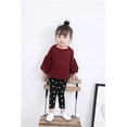 thumbnail image 4 of Franhais Baby Girls Long Lantern Sleeve Pullover Solid Color Round Collar Knit Top Loose Outwear 1-6Y, 4 of 6