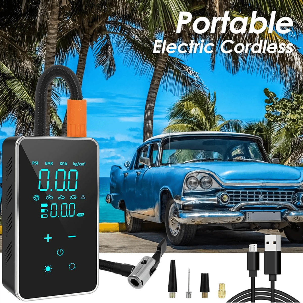 Btire Inflator Portable Air Compressor,150 PSI Cordless Tire Inflator, Rechargeable Cordless Air Pump for Car,