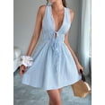 thumbnail image 4 of Women'S Fresh Seaside Vacation Style Strappy Sleeveless Backless Striped Dress Summer Light Blue S, 4 of 10