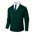 thumbnail image 2 of Men's V Neck Knit Cardigan, Single Breasted Long Sleeve, Regular Fit, Business Casual Outerwear For Male, 2 of 9