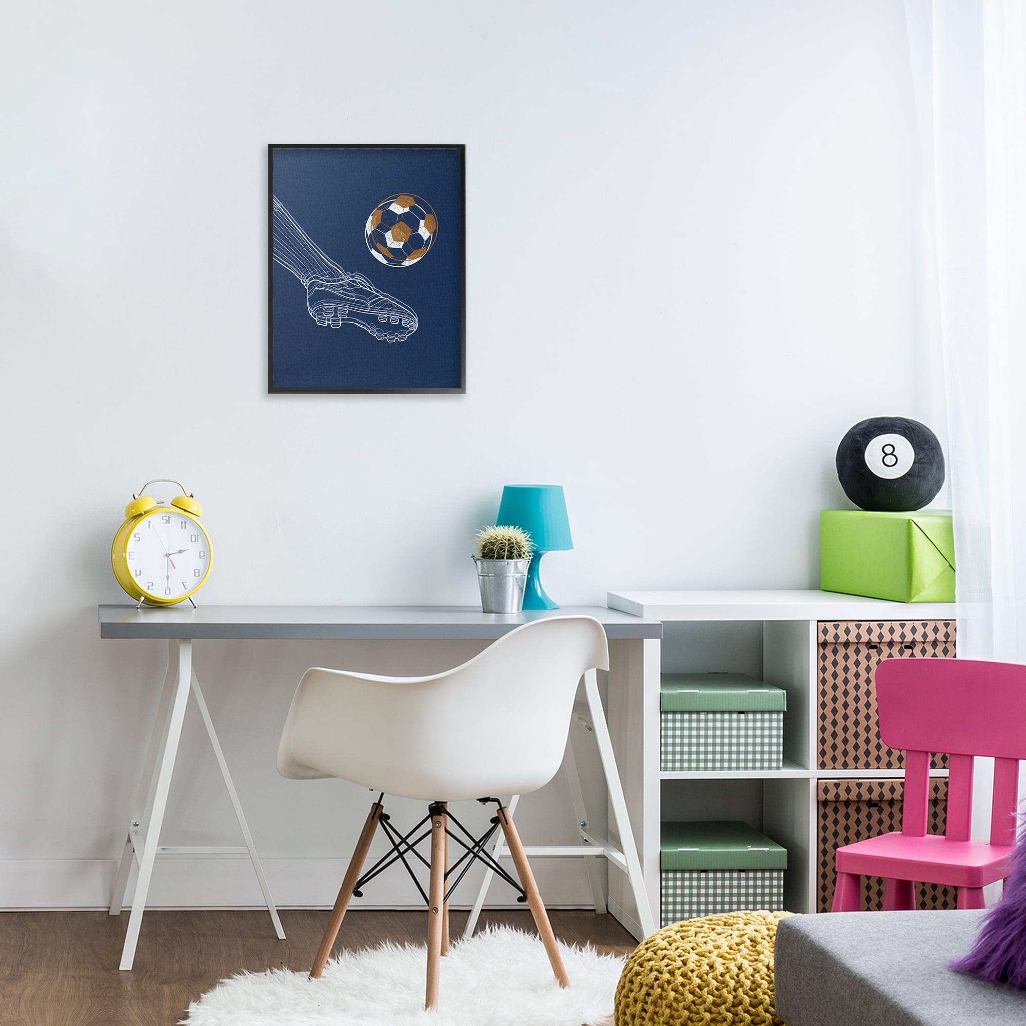 Stupell Industries Soccer Lines Contour Black Framed Giclee Art, design by Marcus Prime