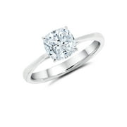 1 Carat Cushion cut Moissanite Solitaire Engagement Ring in 10k White Gold