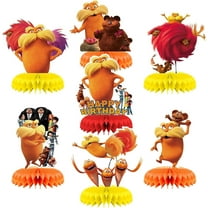 Lorax Birthday Party Decorations, 7 Pcs Lorax Themed Honeycomb Centerpieces 3D Double Side Decorations for Kids Lorax Party Supplies
