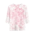 thumbnail image 5 of Domzest Womens Boho Floral Print Tops Elbow Length Lightweight Loose Fit Shirts Half Sleeve Dressy Casual Crew Neck Tunic Tops Pink XL, 5 of 6