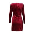 thumbnail image 4 of gakvbuo Fall Dresses for Women 2022 Plus Size Wrap Dresses for Women Wedding Guest Long Sleeve V Neck Slim Fitted Ruched Cocktail Party Short Dress Mini Dress, 4 of 5