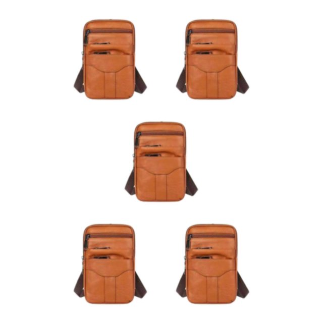 Transemion Stylish And Waist Packs Premium Leather Bag For Men Soft To Touch yellowish-brown 5Set