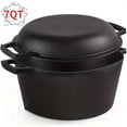 thumbnail image 2 of 7QT 2-in-1 Cast Iron Cookware Set, 5.1QT Dutch Oven & 1.9QT Skillet, Dual‑Use Pot, Induction/Oven/Campfire Safe, for Sourdough Bread, Frying, Baking, BBQ & Camping, 2 of 14