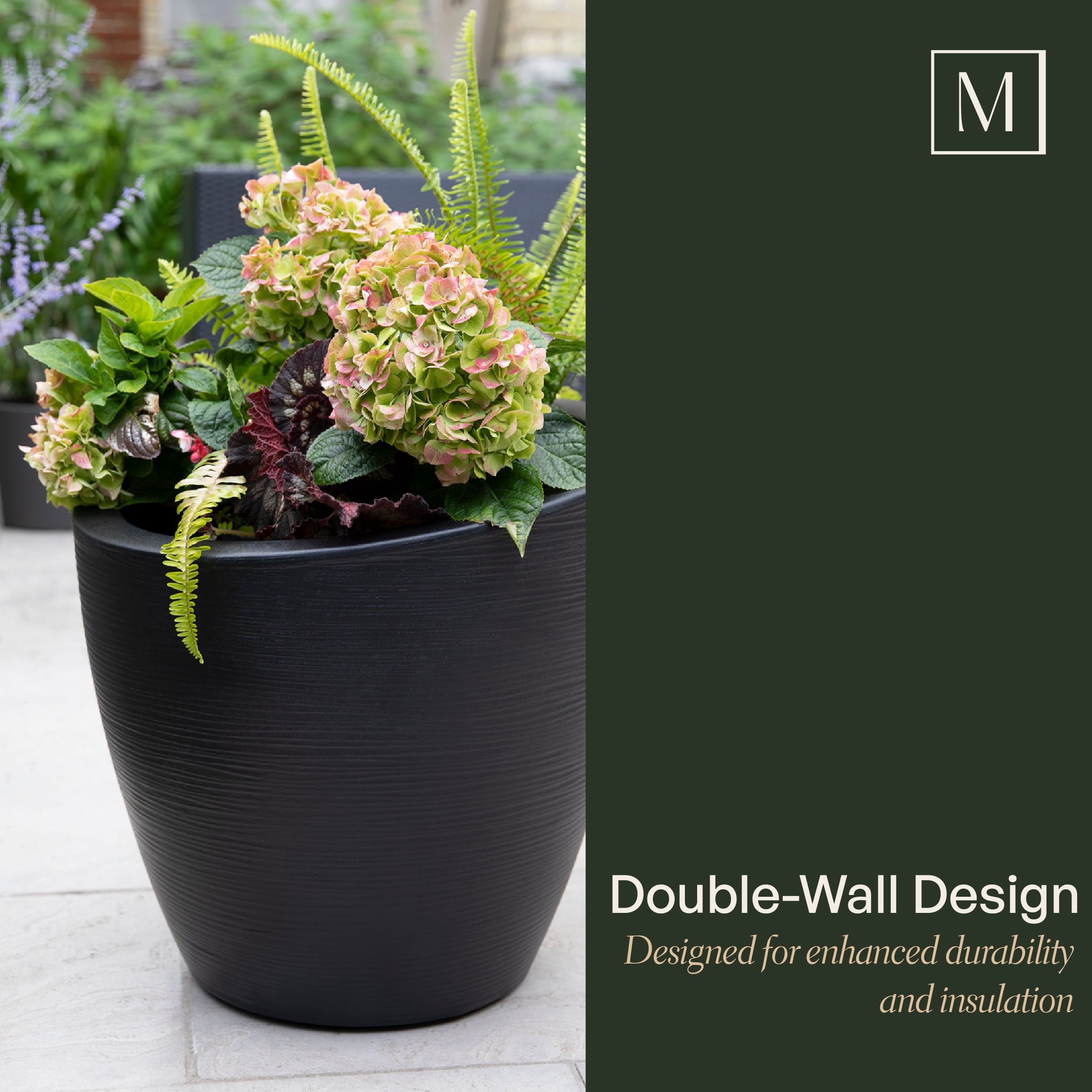 Mayne Modesto 20" x 20" x 20" Round Neptune Blue Plastic Planter