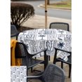 thumbnail image 5 of Outdoor Tablecloth with Umbrella Hole for Patio/Picnic/Party/Camping, Blue Tropical Plant Waterproof Table Cloth Square Cover Washable, Summer Palm Trees Coastal Starfish (54"x 54"), 5 of 8