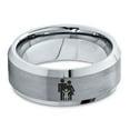 thumbnail image 2 of Tungsten Yin Yang Couple Child Band Ring 8mm Men Women Comfort Fit Gray Step Bevel Edge Brushed Polished, 2 of 4