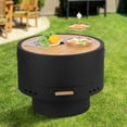 thumbnail image 3 of 26" Smokeless Fire Pit with Removable Ash Pan,Wood Burning Firepit Table with Lid&Fire Poker,Smokeless Outdoor Fireplace with Dust Bag, Outdoor Fire Pits Portable Bonfire Firepit for BBQ,Table,Bonfire, 3 of 9