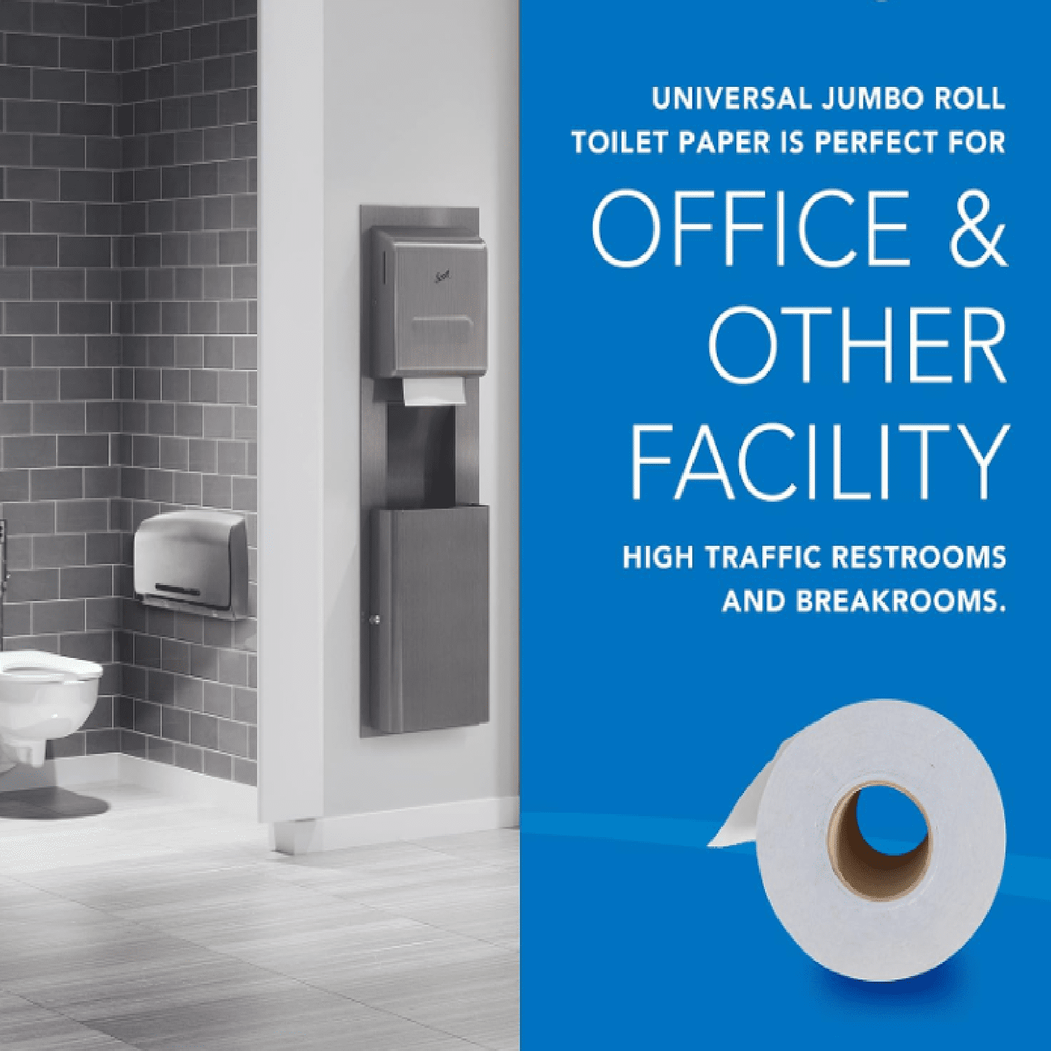 High-Capacity Jumbo Roll Bulk Toilet Paper, 2-Ply, White, Non-Perforated, Compact for Easy Storage (4 Rolls at 1,000' Each, 4,000'/Case)