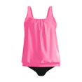 thumbnail image 4 of Husipze Tankini Bathing Suits for Women Two Piece Swimsuits Loose Blouson Swim Top with Bikini Bottom Tummy Control Swimwear Pink L, 4 of 5