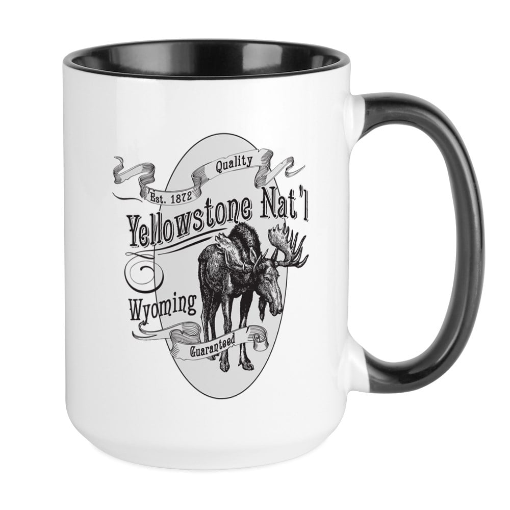 CafePress Yellowstone Vintage Moose Large Mug 15 oz Ceramic Large