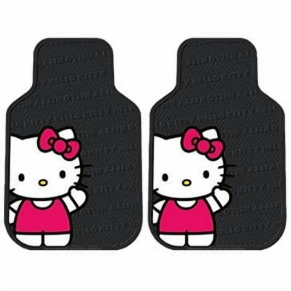Hello Kitty Core Sanrio 2pc Front Black Rubber Universal Car Truck Floor Mats Set