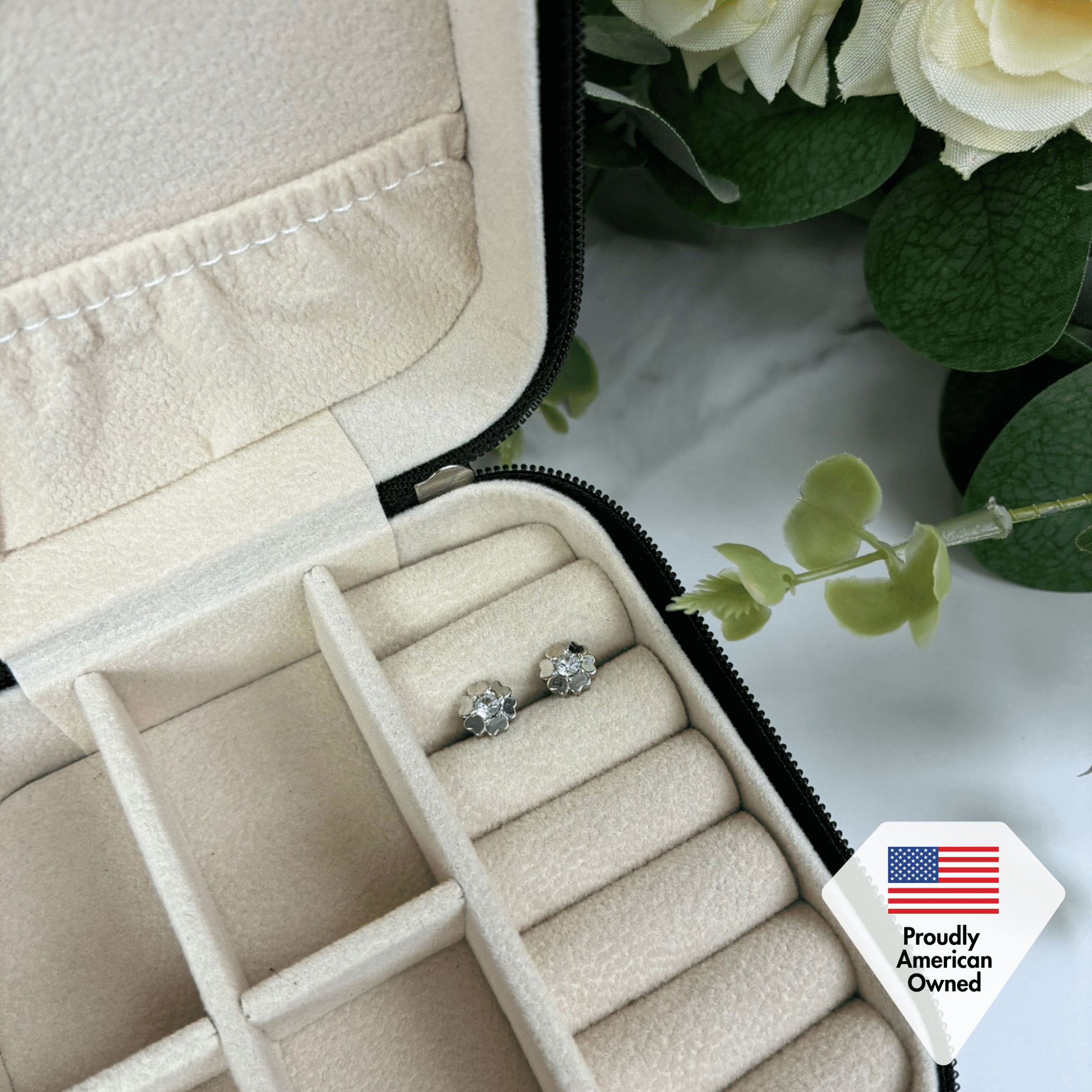 Cate & Chloe Khloe 18k White Gold Plated Heart Stud Earrings with Swarovski Crystals Gift for Women