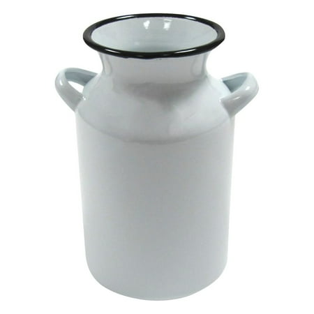White Enamel Vintage Style Milk Can Rustic Country Kitchen Farmhouse Table Decor