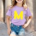 thumbnail image 2 of Zhuashum Hauts Filles 7-8 Ans Manches Courtes Col Rond T-Shirts Graphique Lettre Quotidien Élégance d'Été Léger, 2 of 4