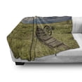 thumbnail image 3 of Barn Wood Wagon Wheel Soft Flannel Fleece Blanket, Old Prairie Cart Agricultural Field Ranch Dramatic Stormy Sky, Cozy Plush for Indoor and Outdoor Use, 70" x 90", Green Brown Grey, by Ambesonne, 3 of 6