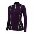 thumbnail image 1 of Femmes Quart Zip Running Chemises Manches Longues Activewear Tops Entraînement Serré, 1 of 5