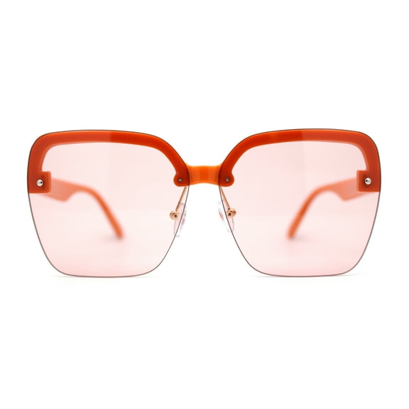 Womens Rimless Butterfly Chic Light Fashion Sunglasses Orange Light Brown