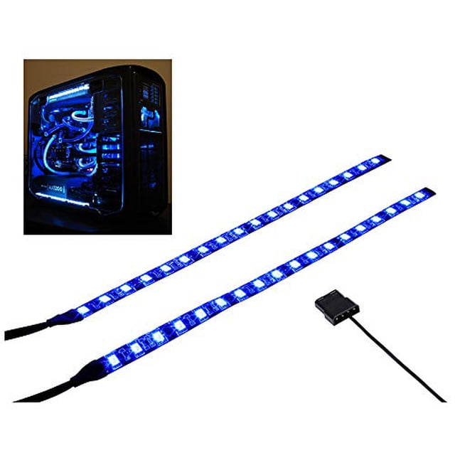 DS PC LED Flexible Light Strip Blue Computer Lighting with Magnetic Design for Computer Case Lighting Kit, Blue Desk Moon Lamp (11.8inch,S Series)