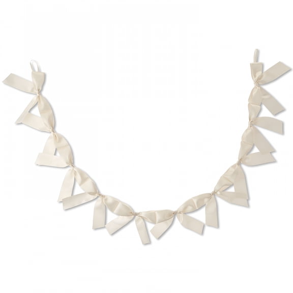 TUWAFE Satin Bow Garland, Cream, bow room decor, valentines day garland, 6'