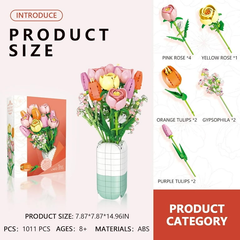 Syrinx Kids 8-12 years Compatible with Lego Rose Flower Bouquet