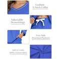 thumbnail image 4 of MAYFISH Women's 100% Cotton Pajama Set with V-Neck, Long Sleeves & Long Pants, 2-Piece Sleepwear with Pocket(Blue, Small), 4 of 5