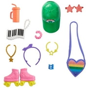 Barbie Accessories Roller-Skating Pack with 11 Storytelling Pieces for Barbie Dolls Including Roller Skates, Piano Purse, Rainbow Visor, Star-Shaped Sunglasses & More, Gift for 3 to 8 Year Olds